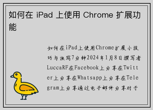 如何在 iPad 上使用 Chrome 扩展功能 